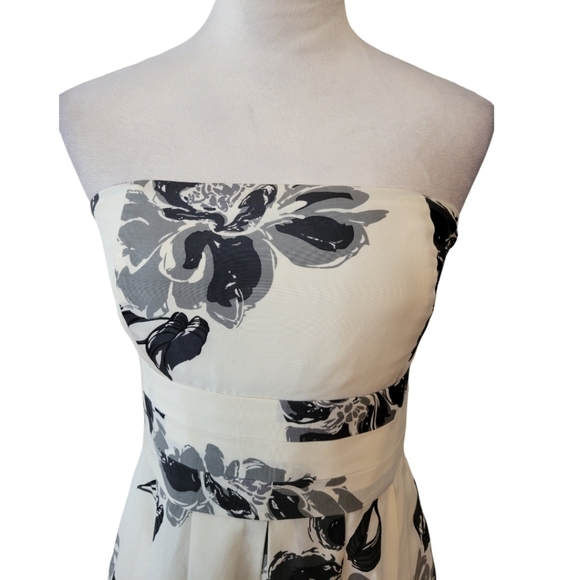 Ann Taylor Strapless 100% Silk Floral Dress Size 4 - Picture 2 of 4